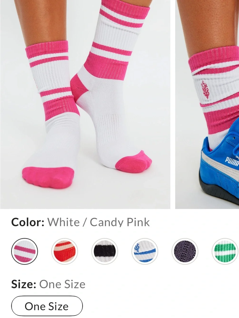 Free People Spring Break Prep Tube Socks - White & Pink NWT